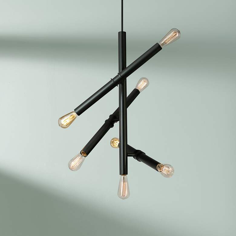 Image 1 Eglo Drucker 8" Wide 7-Light Black Pendant Light