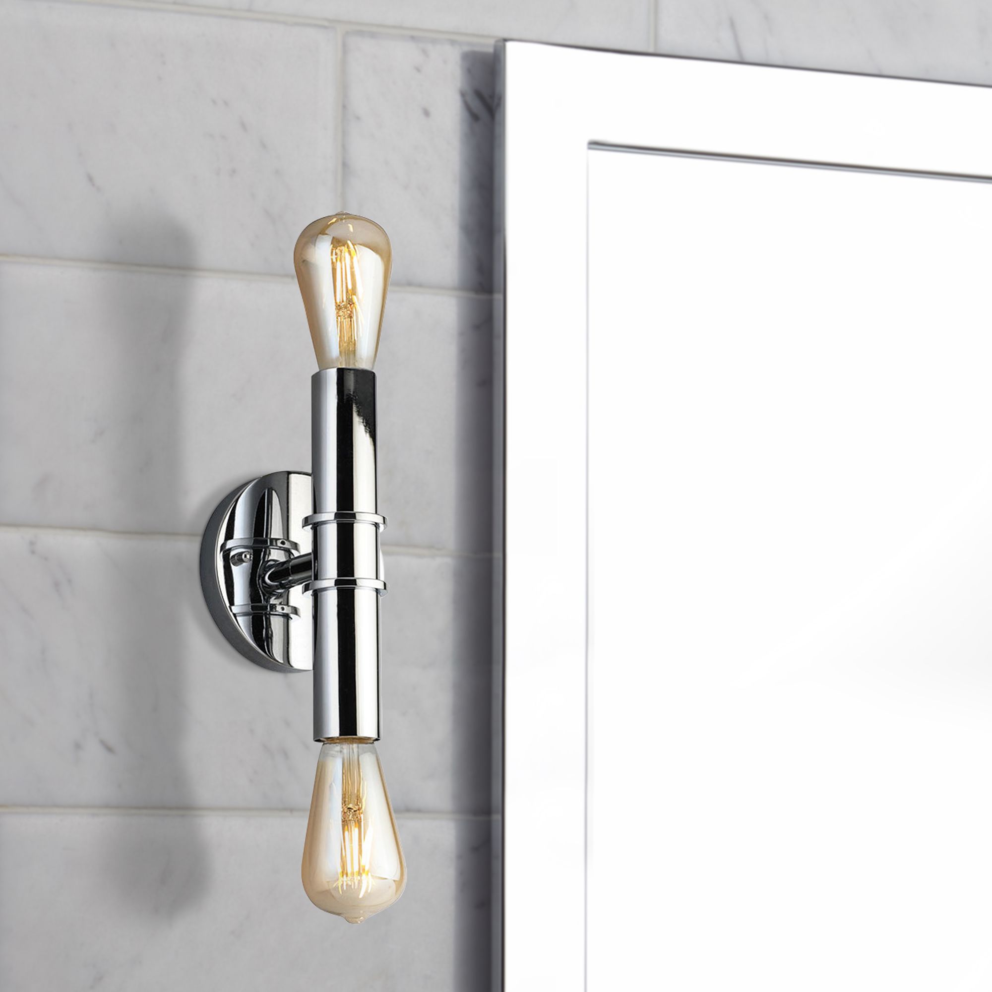 chrome 2 light wall sconce