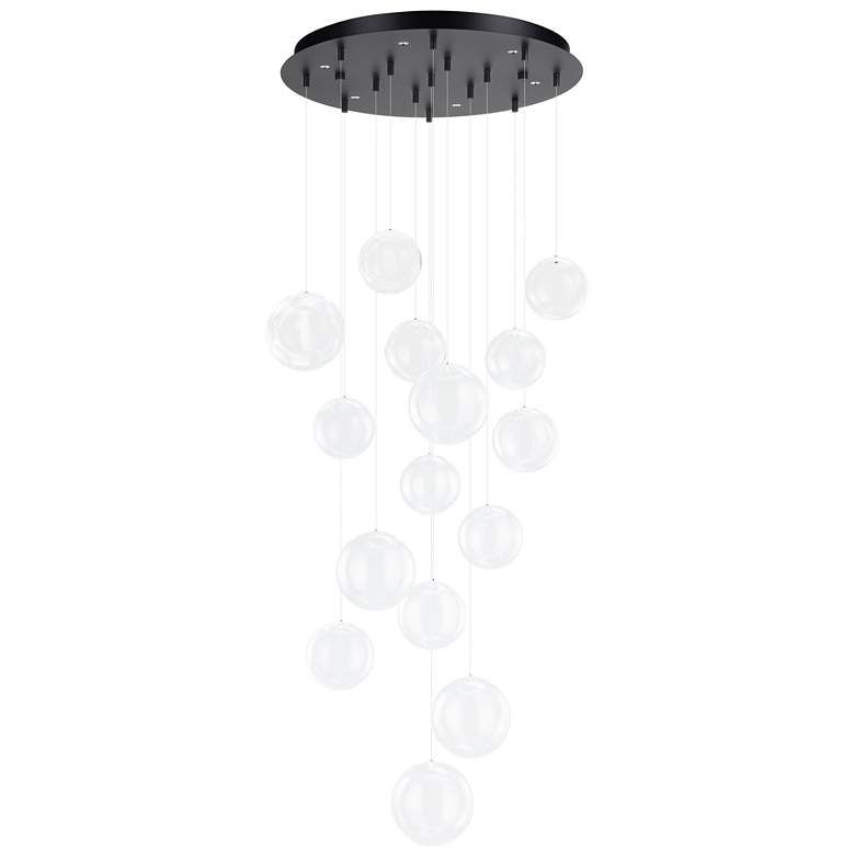 Image 1 Eglo Espardello 23" 6 Light Black LED Pendant Light w/ Clear Glass Shades