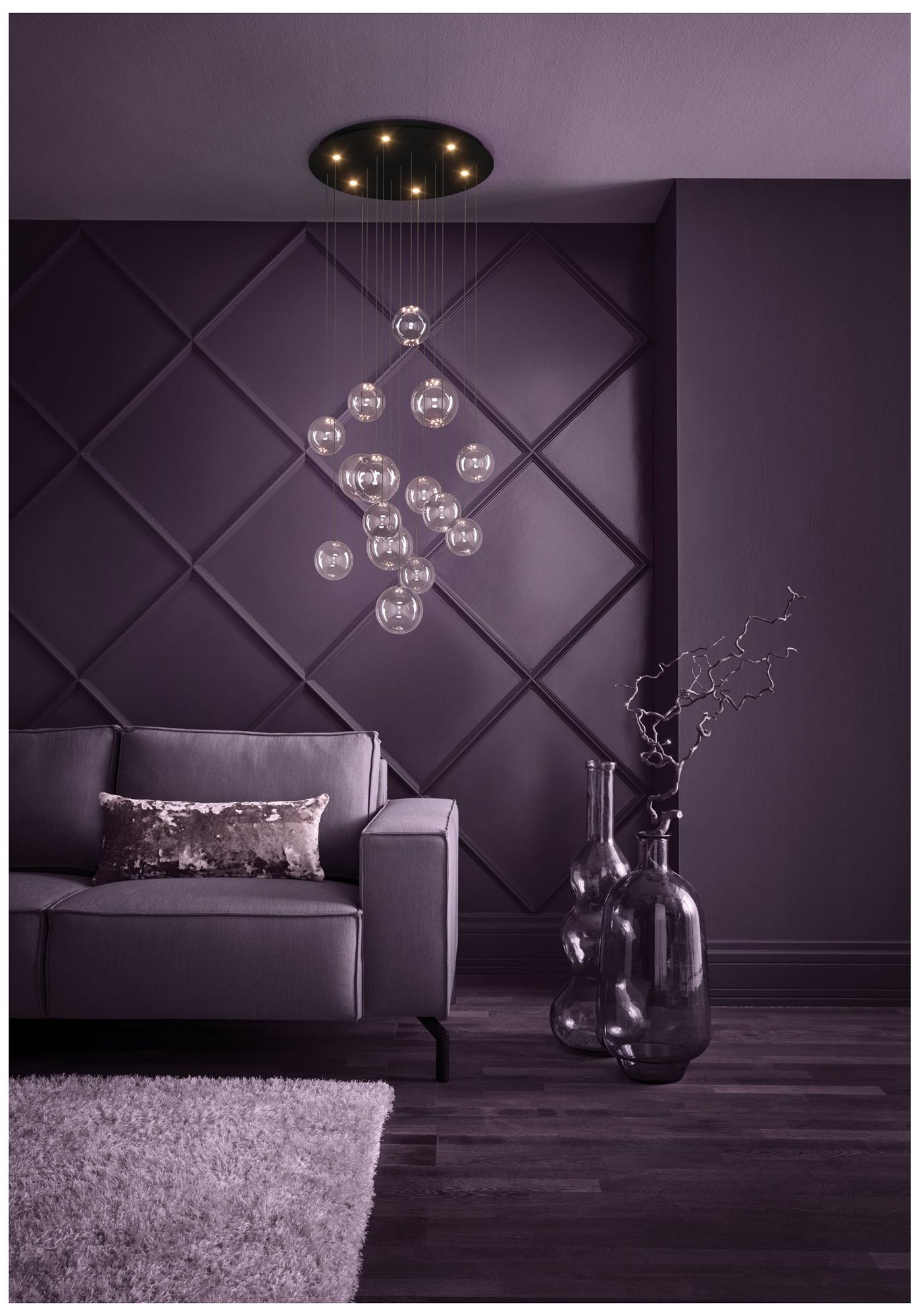 Image 5 Eglo Espardello 23" 6 Light Black LED Pendant Light w/ Clear Glass Shades more views