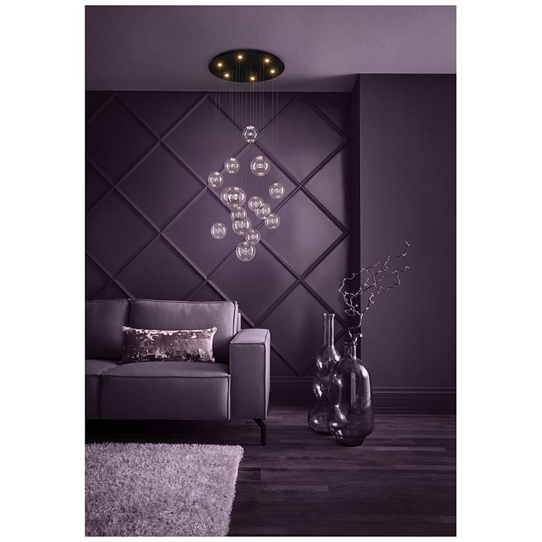 Image 5 Eglo Espardello 23" 6 Light Black LED Pendant Light w/ Clear Glass Shades more views