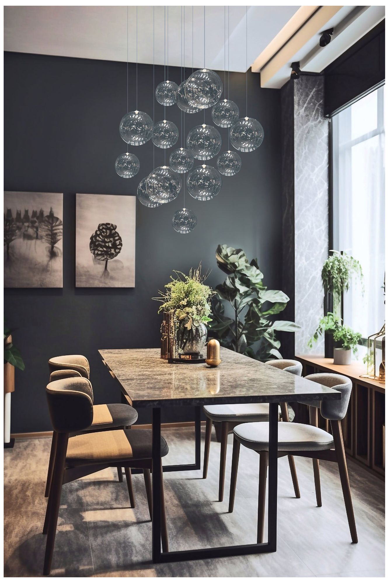 Image 6 Eglo Espardello 23" 6 Light Black LED Pendant Light w/ Clear Glass Shades more views