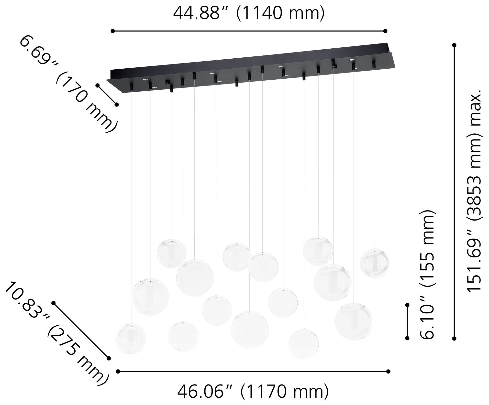 Image 2 Eglo Espardello 46" 8 Light Black LED Pendant with Clear Glass Shades more views