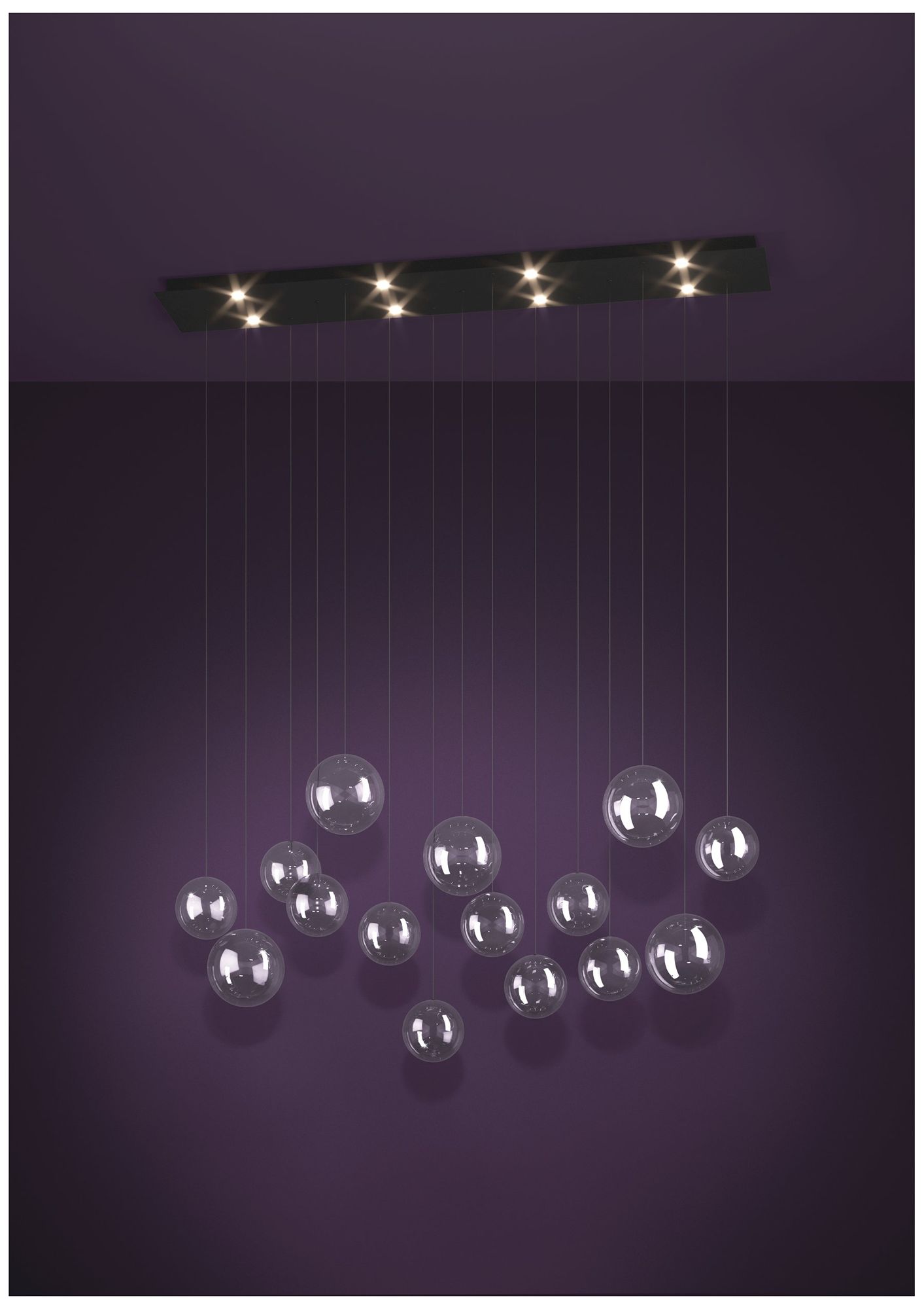 Image 6 Eglo Espardello 46" 8 Light Black LED Pendant with Clear Glass Shades more views