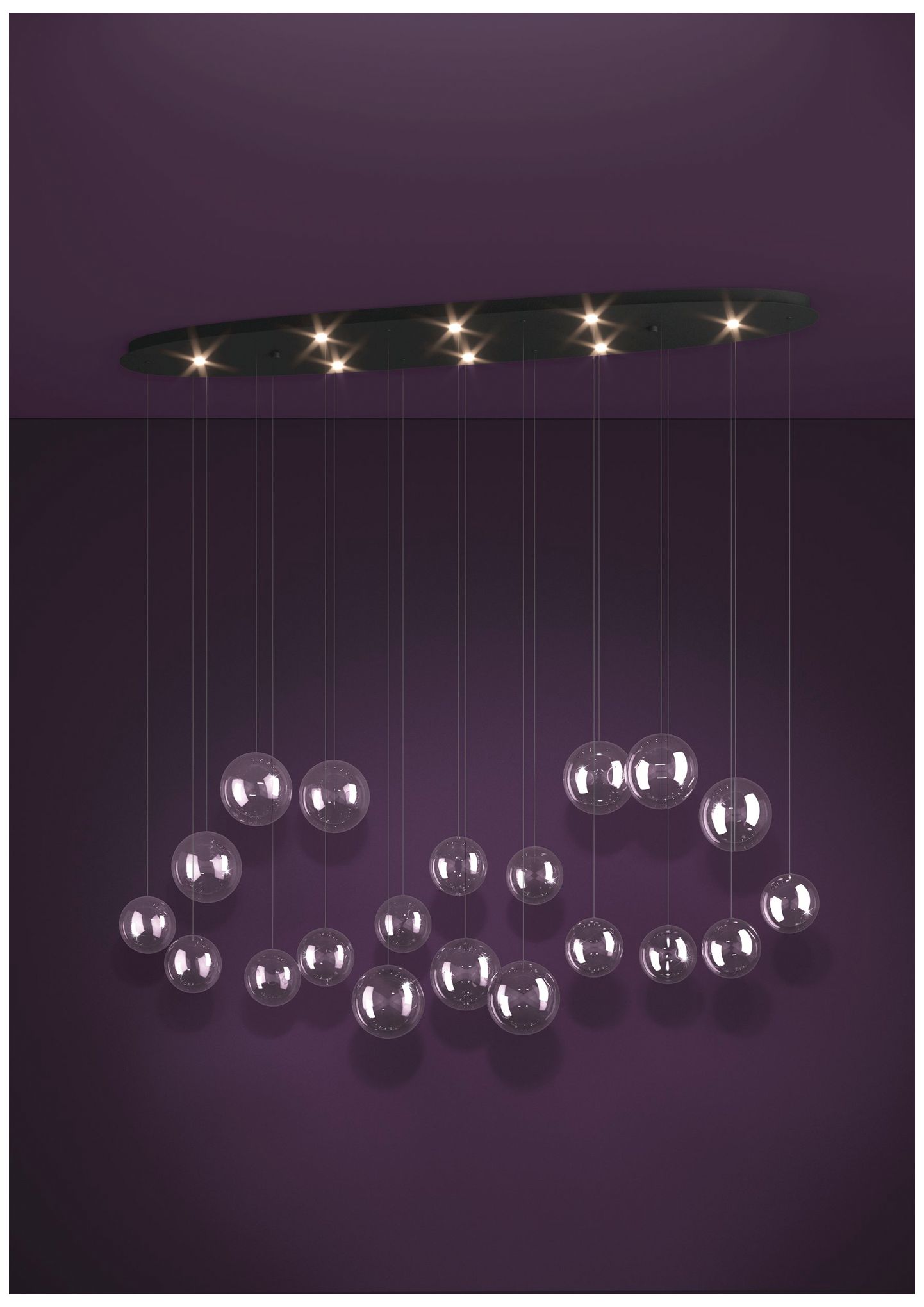 Image 6 Eglo Espardello 58" 8 Light Black LED Pendant with Clear Glass Shades more views