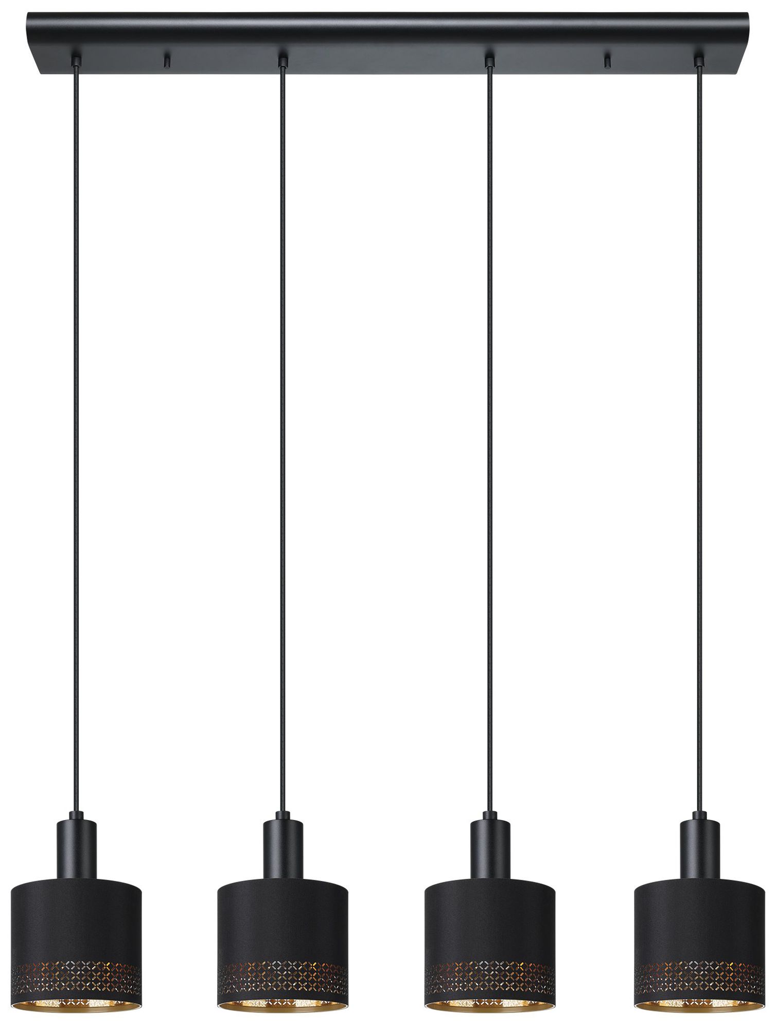 Image 3 Eglo Esteperra 4 Light Black Pendant Light, Black and Gold Fabric Shades more views