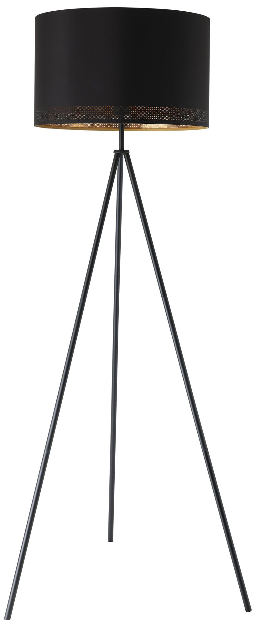 Image 2 Eglo Esteperra 61-inch Black Floor Lamp with Black and Gold Fabric Shade