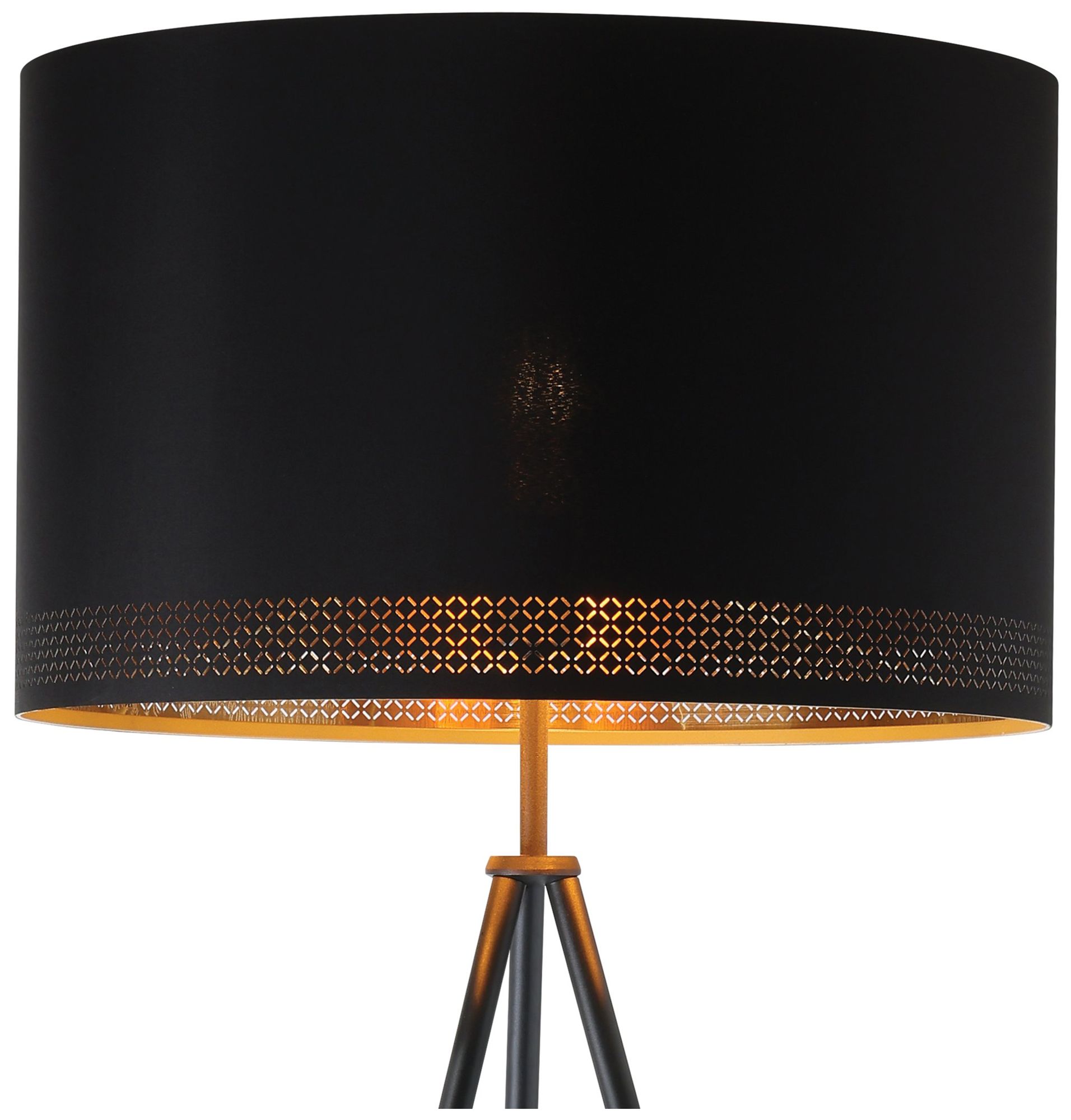 Image 3 Eglo Esteperra 61-inch Black Floor Lamp with Black and Gold Fabric Shade more views