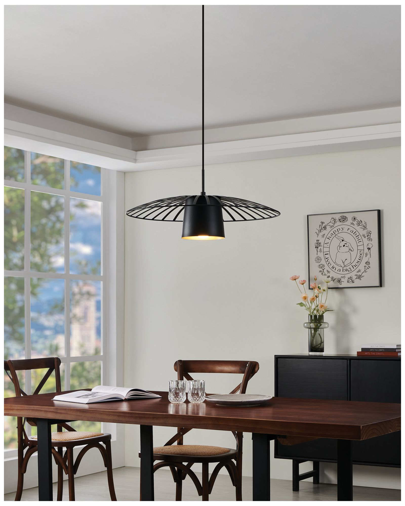 Eglo Felixkirk 22" 1 Light Black and Gold Pendant Light