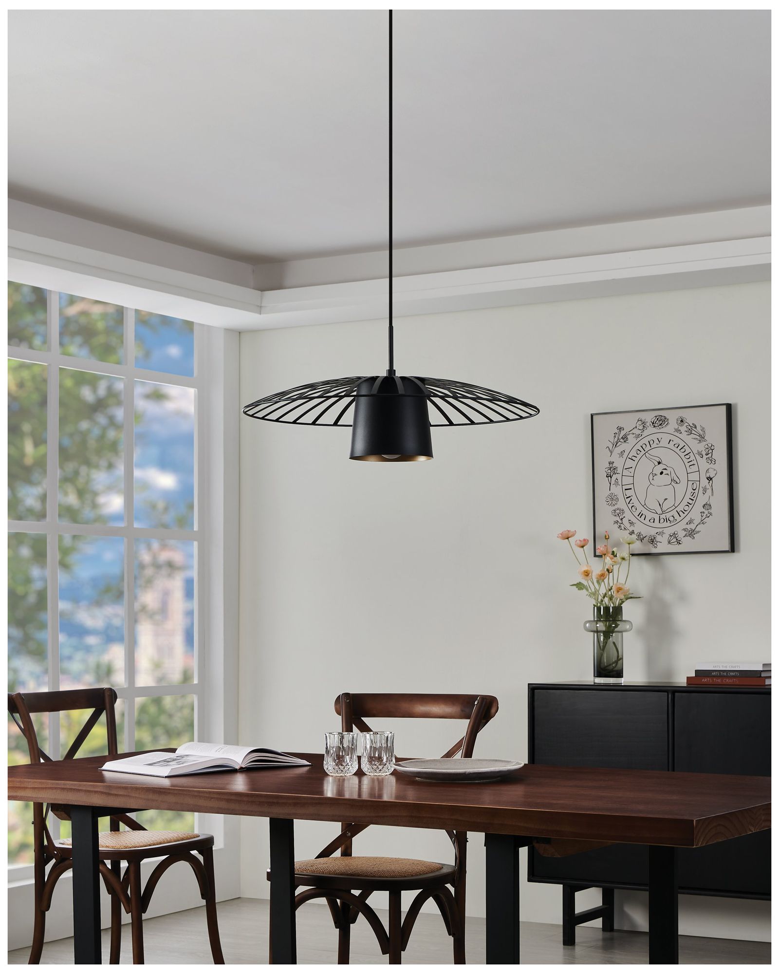Eglo Felixkirk 22" 1 Light Black and Gold Pendant Light