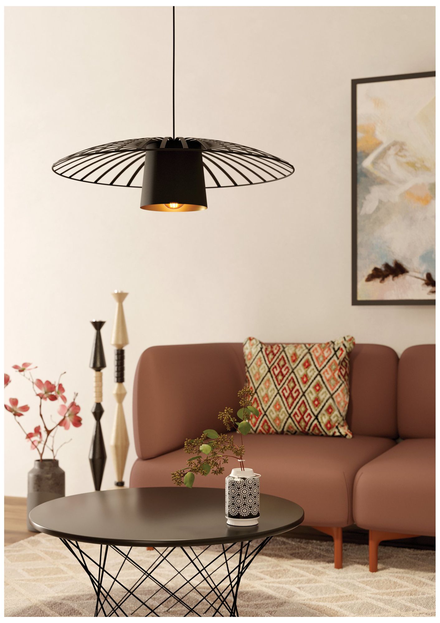 Eglo Felixkirk 22" 1 Light Black and Gold Pendant Light