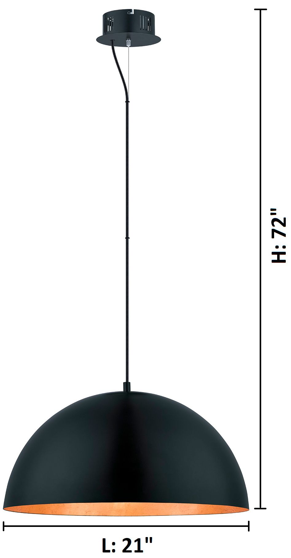 Image 3 Eglo Gaetano 21" Wide Gold and Black Modern Dome LED Pendant more views