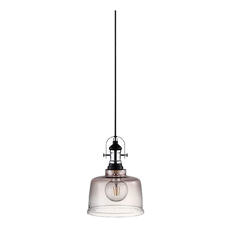 Image 1 Eglo Gilwell 15 inch Wide Matte Black and Chrome Pendant Light