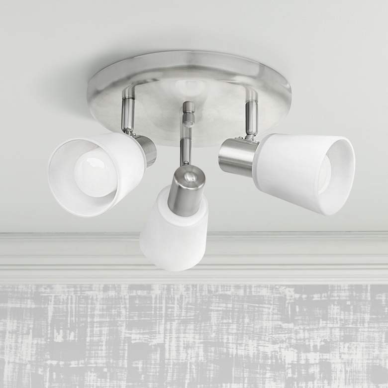 Image 1 Eglo Gino Nickel 15" Wide 3-Head Round Spot Light