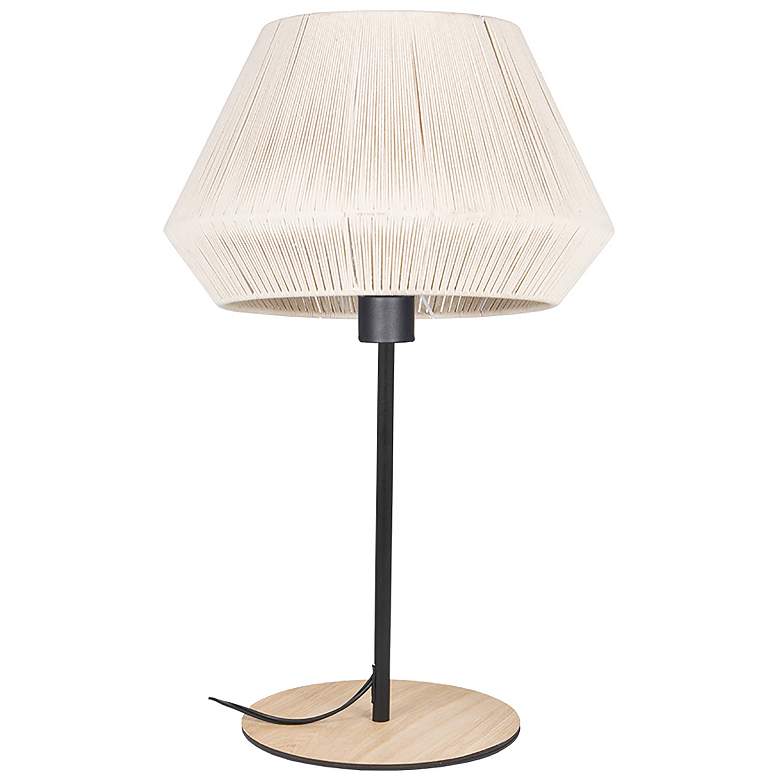 Image 1 Eglo Lanier 11 1/2" High Black and Wood Woven Shade Modern Table Lamp
