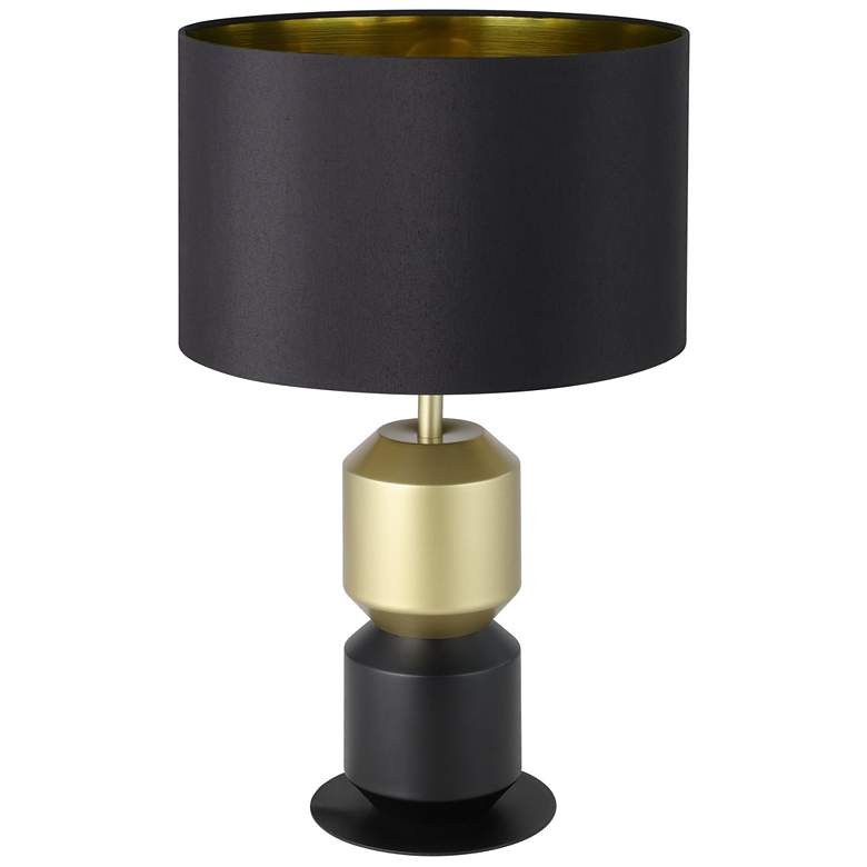 Image 1 Eglo Laurignano 20" Black and Gold Table Lamp With Fabric Shade