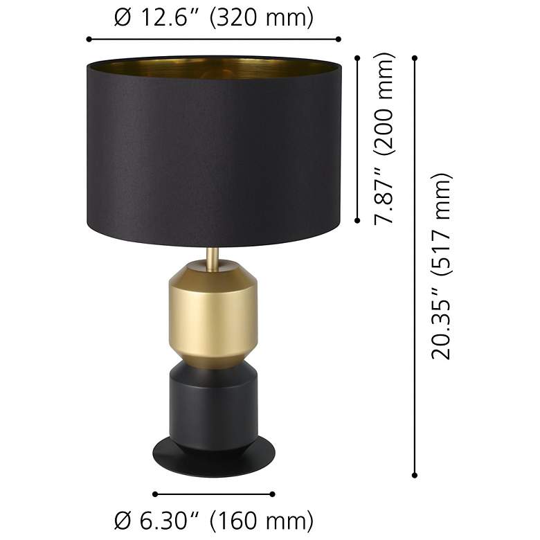 Image 3 Eglo Laurignano 20" Black and Gold Table Lamp With Fabric Shade more views