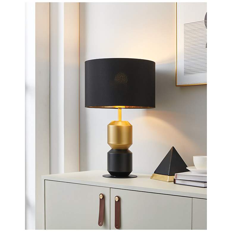 Image 6 Eglo Laurignano 20" Black and Gold Table Lamp With Fabric Shade more views