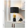 6_Eglo Laurignano 20" Black and Gold Table Lamp With Fabric Shade more views