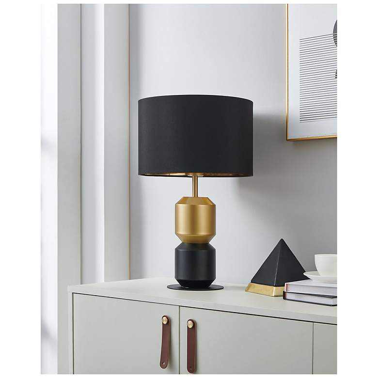 Image 7 Eglo Laurignano 20" Black and Gold Table Lamp With Fabric Shade more views