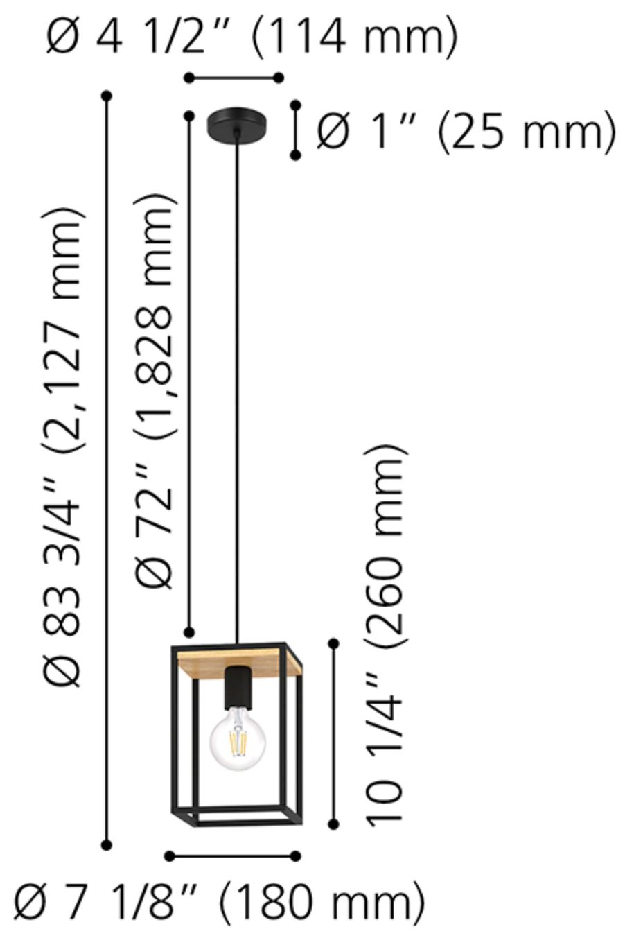 Image 4 Eglo Libertad 7"W Black Metal and Brown Wood Mini Pendant more views
