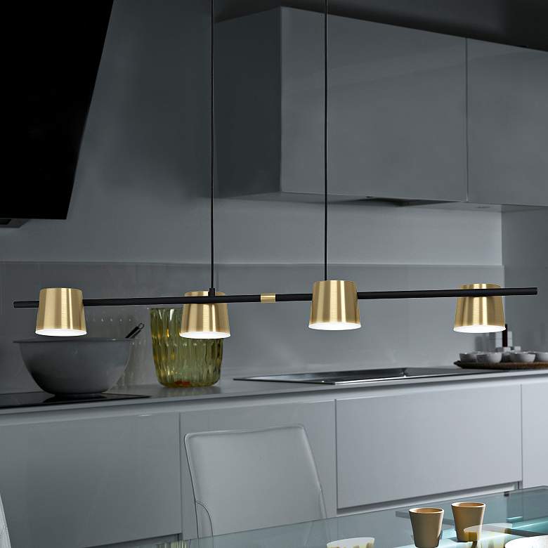 Image 1 Eglo Lighting Altamira 45 1/2" Black and Brass 4-Light Linear Pendant
