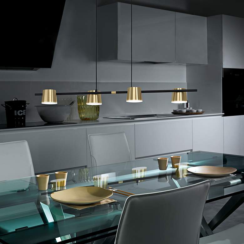 Image 4 Eglo Lighting Altamira 45 1/2" Black and Brass 4-Light Linear Pendant more views