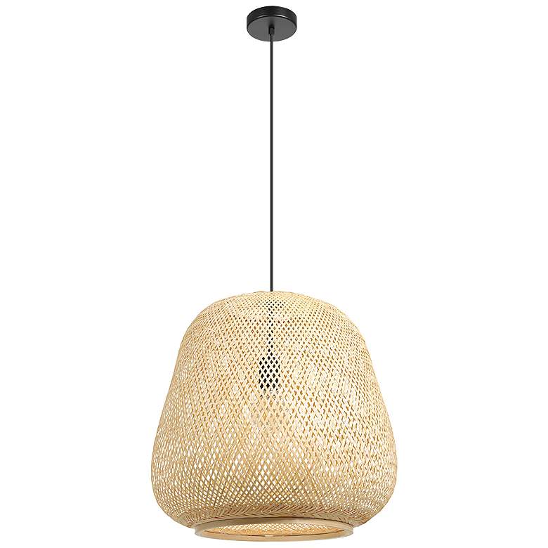 Image 1 Eglo Lighting Dembleby 20 inch Wide Modern Natural Bamboo Pendant