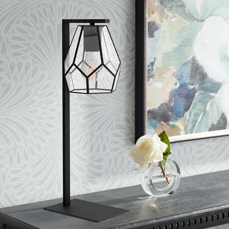 Image 1 Eglo Lighting Mardyke 19 3/4 inch High Glass and Matte Black Desk Lamp