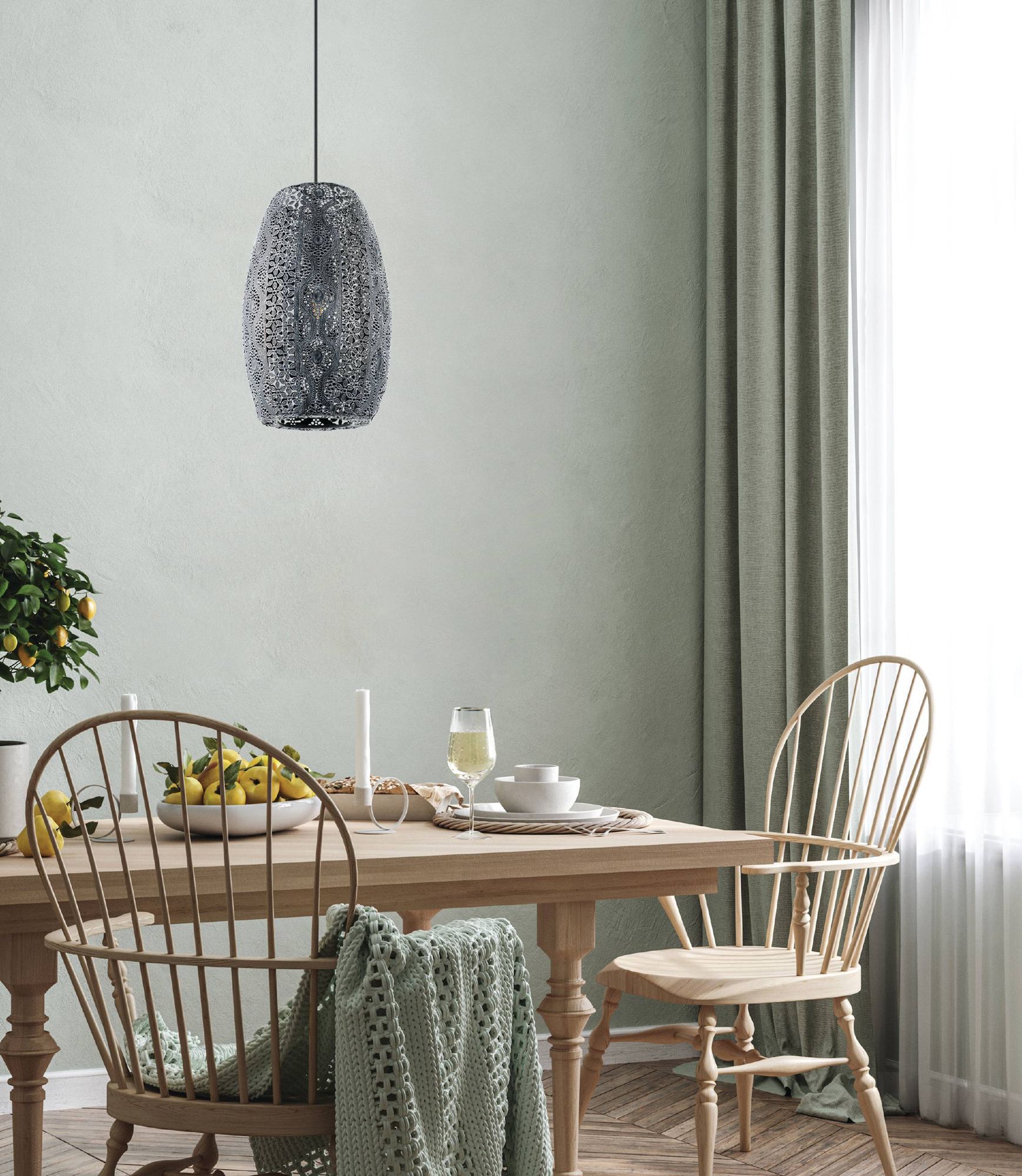 Image 3 Eglo Lighting Riyadh 9" Wide Modern Black Metal Pendant Light more views