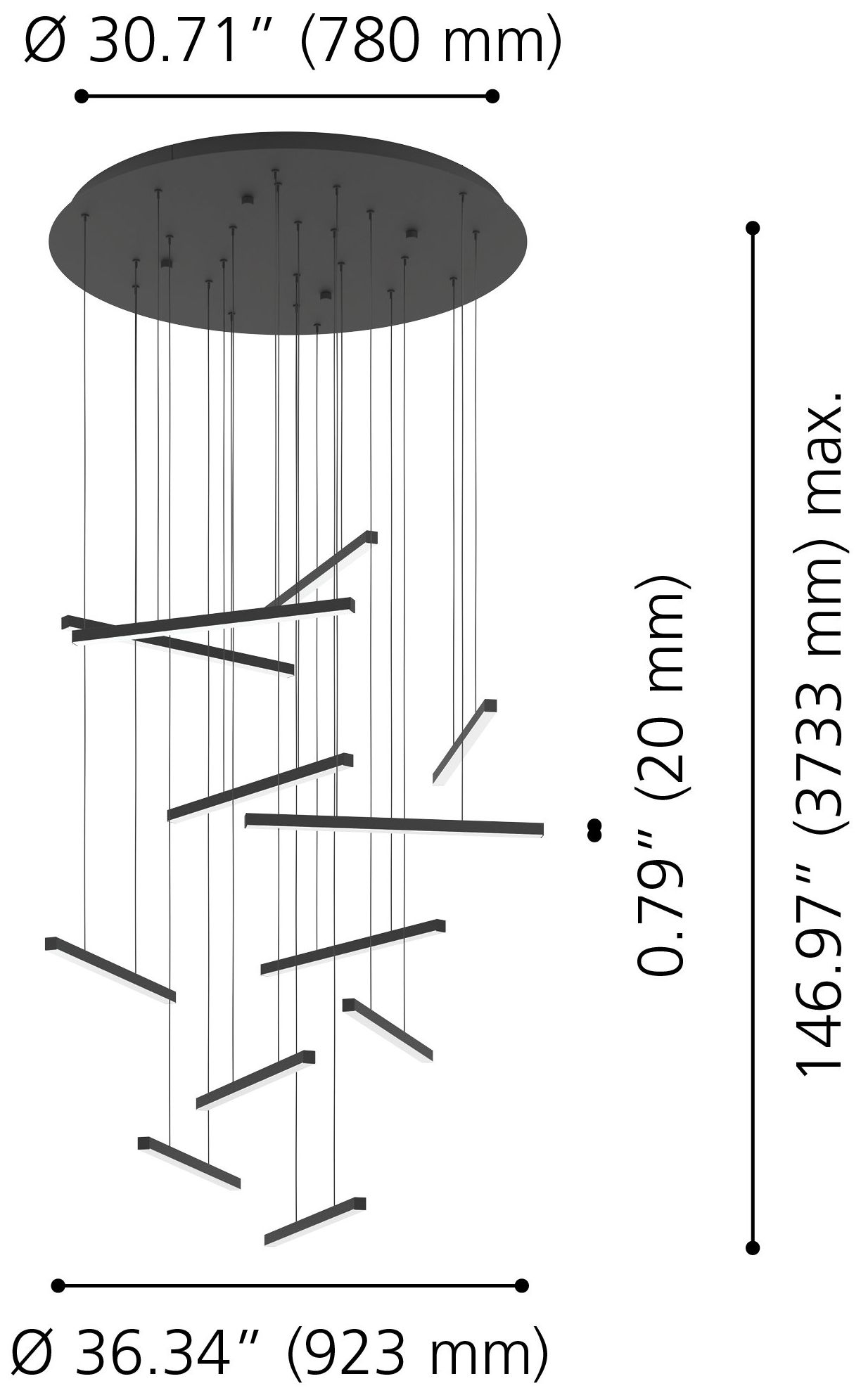 Image 2 Eglo Lindoza 12 Light Black LED Pendant Light more views