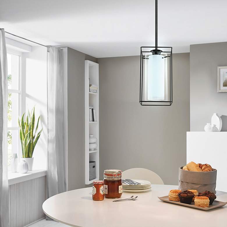 Image 3 Eglo Loncino 6"W Black Mini Pendant w/ Dual Cylinder Shade more views