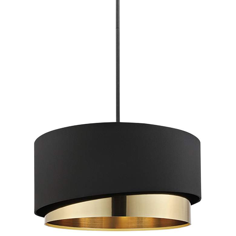 Image 2 Eglo Manderline 15 3/4" Wide Modern Black and Brass Drum Pendant Light