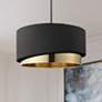 1_Eglo Manderline 17 3/4" Wide Modern Black and Brass Drum Pendant Light