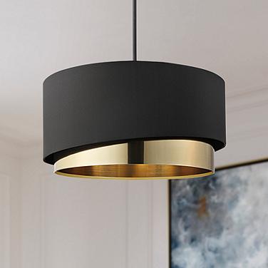 Eglo Manderline 17 3/4" Wide Modern Black and Brass Drum Pendant Light