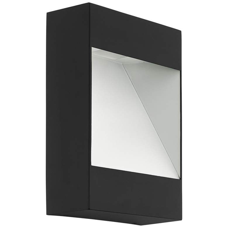Image 1 Eglo Manfria 11 3/4 inch High Black White LED Outdoor Wall Light