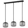 1_Eglo Mantunalle 1 35" 3 Light Black Pendant w/ Chrome Smoked Glass Shades