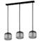 Eglo Mantunalle 1 35" 3 Light Black Pendant w/ Chrome Smoked Glass Shades