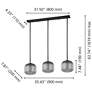 2_Eglo Mantunalle 1 35" 3 Light Black Pendant w/ Chrome Smoked Glass Shades more views