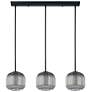 3_Eglo Mantunalle 1 35" 3 Light Black Pendant w/ Chrome Smoked Glass Shades more views