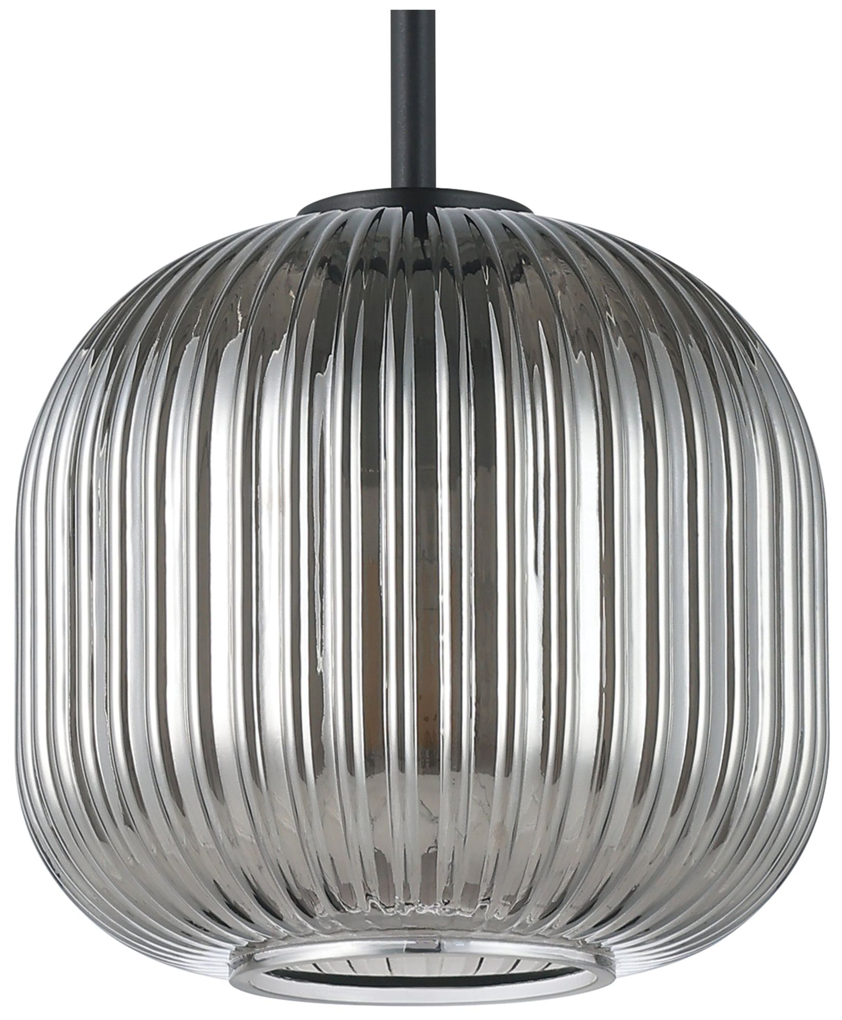 Image 4 Eglo Mantunalle 1 35" 3 Light Black Pendant w/ Chrome Smoked Glass Shades more views