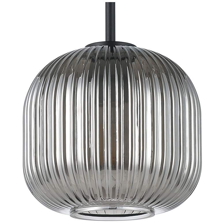 Image 4 Eglo Mantunalle 1 35" 3 Light Black Pendant w/ Chrome Smoked Glass Shades more views