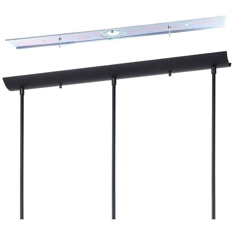 Image 5 Eglo Mantunalle 1 35" 3 Light Black Pendant w/ Chrome Smoked Glass Shades more views
