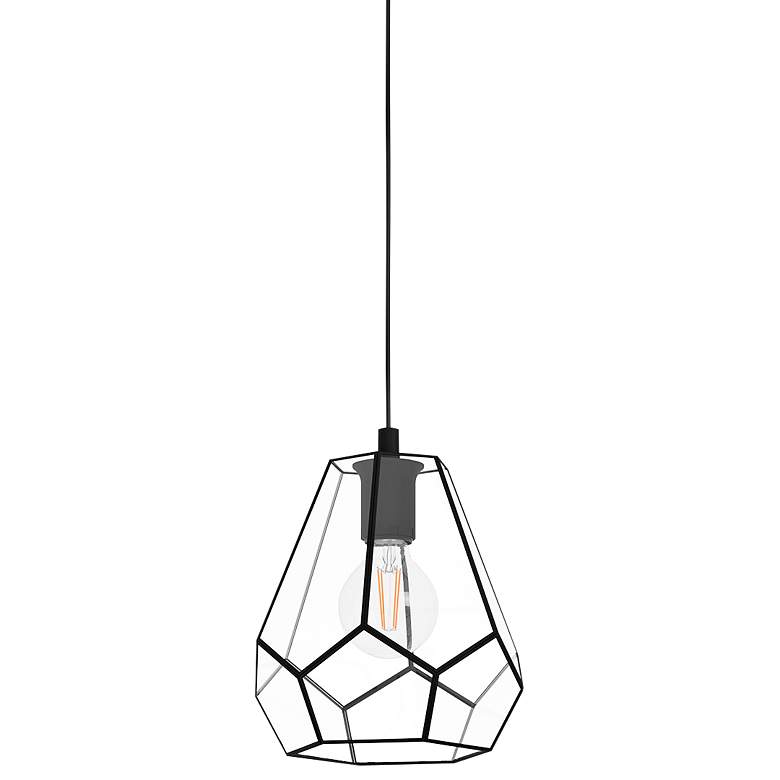 Image 1 Eglo Mardyke 9" Wide Black Mini Pendant with Clear Glass