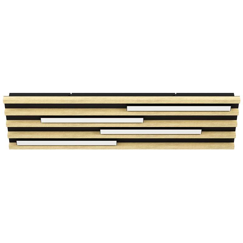 Image 1 Eglo Marreira 30" 4 Light Wood and Black Flush Mount