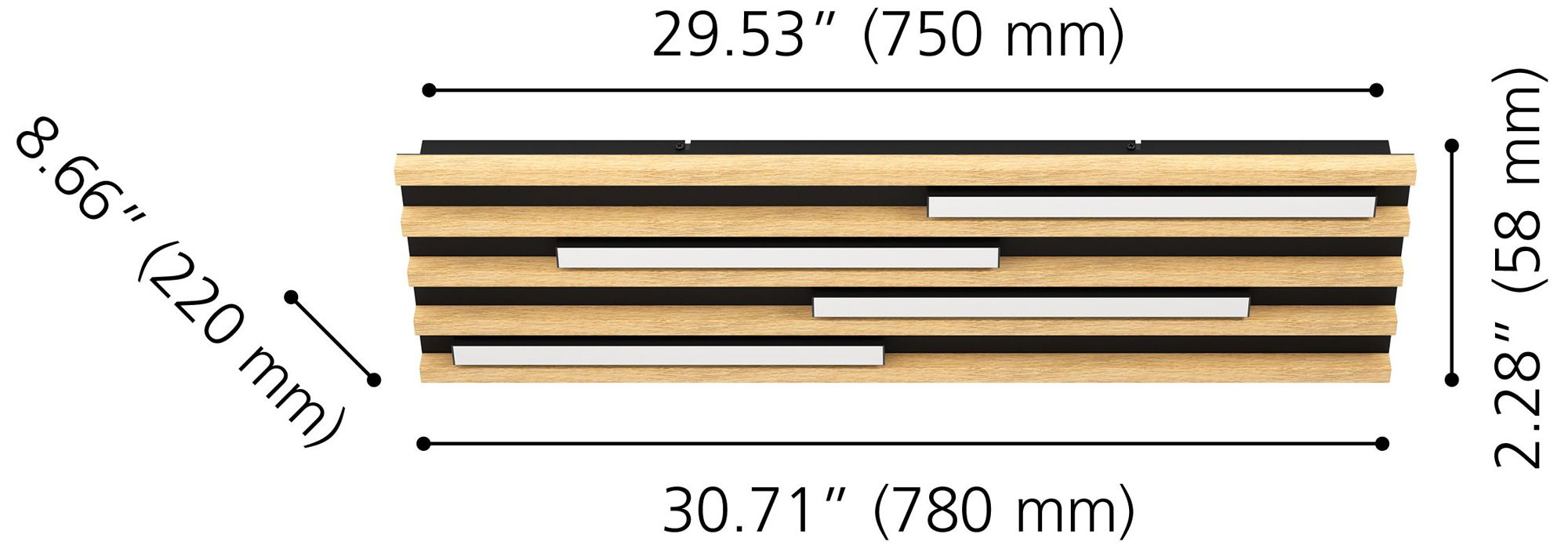 Image 2 Eglo Marreira 30" 4 Light Wood and Black Flush Mount more views