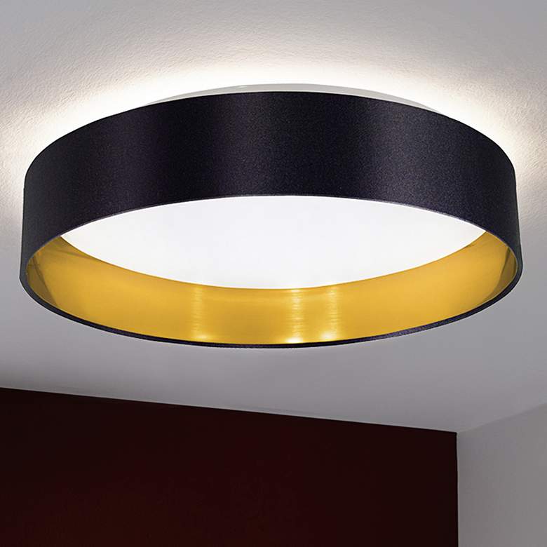 Image 2 Eglo Maserlo 16" Wide Black and Gold LED Ceiling Light