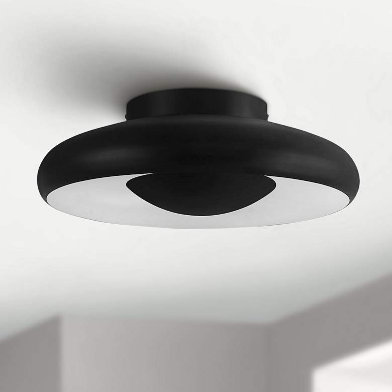 Image 1 Eglo Meldola 17 1/2 inch Wide Black and White LED Ceiling Light