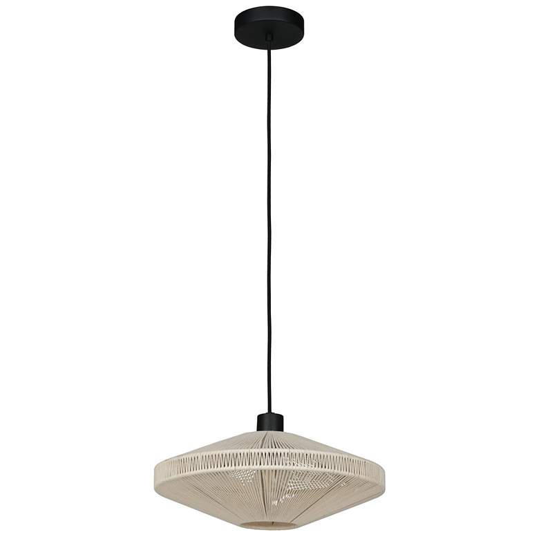 Image 1 Eglo Midsummer 1 Light Black Convertible Pendant with Cream Jute Shade