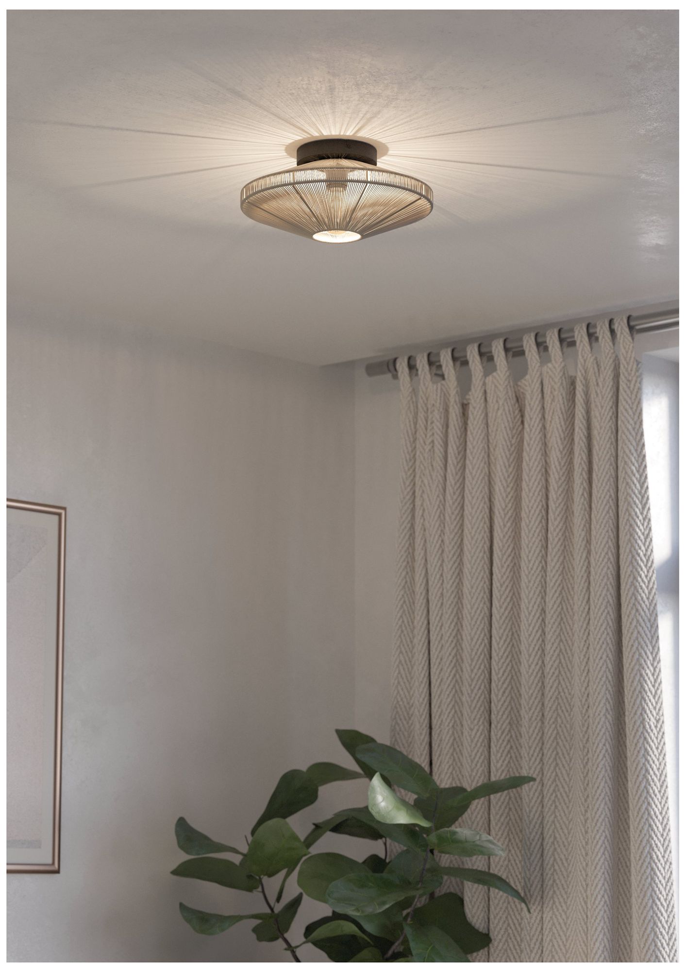 Image 6 Eglo Midsummer 1 Light Black Convertible Pendant with Cream Jute Shade more views